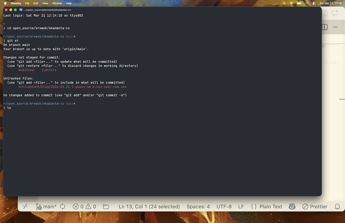 Screenshot of a Ghostty Terminal on OSX
